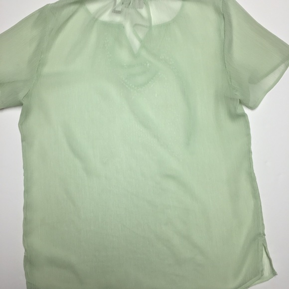 Chico's Women's Sheer Green SS Top Size 1 - Picture 5 of 6